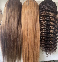 Perruque frontale HD en dentelle, cheveux humains brésiliens vierges lisses couleur 99j, sans colle, pour femmes noires