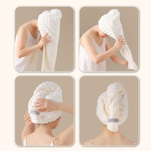 Gorro de Secado de Cabello de Felpa de Coral, Secado Rápido, Altamente Absorbente, Suave y Duradero, <span class=keywords><strong>Toalla</strong></span> de Cabello Tipo <span class=keywords><strong>Turbante</strong></span> para Baño y Ducha - Product Image 5
