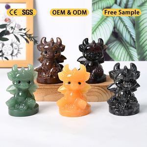Sculpture de dragon féerique chinois en cristal taillé en gros, sculptures d'animaux en pierres précieuses naturelles pour la décoration - Product Image 3
