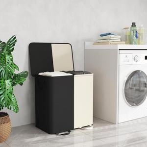 136L <b>White</b>&Black Double <b>Laundry</b> Basket Large Clothes <b>Hampers</b> with Removable Bag <b>Laundry</b> Organizer 2 Section for Bathroom - Product Image 6