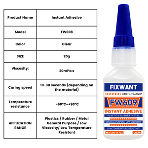 20g FIXWANT FW609 Super Glue Low Viscosity Cold Resistance for Plastic Rubber Metal Bonding Factory Direct OEM ODM - Product Image 3