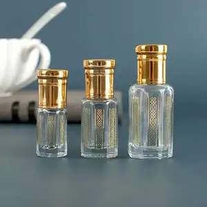 BYPE BY PERFUME 3ml 6ml 12ml Empty Gold Plated Glass Perfume Octagon Roll On Bottles Refillable Essential Oil Bottle With Stick