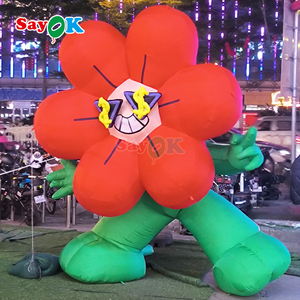 Sayok, maceta <span class=keywords><strong>de</strong></span> flores inflable gigante, decoración comercial, luz LED, flor rica inflable con Base - Product Image 2