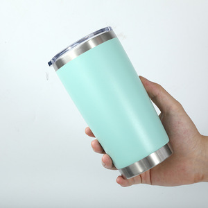 20oz Powder Coated Double Wall Vacuum Insulated Stainless Steel Travel <b>Coffee</b> Tumbler Mug with Slide Lid for Laser Engrave LOGO - Product Image 2
