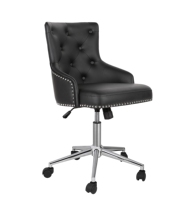 Chaise de bureau exécutive réglable à dossier haut avec revêtement en cuir PU et fonction pivotante, design moderne, structure en bois