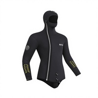 Combinaison de plongée en néoprène noir à capuche de 5 mm, unisexe, 2 pièces, fermeture éclair sur la poitrine, antibactérienne, imperméable, anti-UV, pour la plongée avec tuba