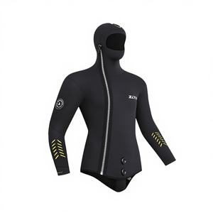 Traje de Neopreno Negro de 5mm con Capucha, Unisex, de 2 Piezas, con Cierre Frontal, Antibacteriano, para Snorkel, Buceo y Pesca - Product Image 3