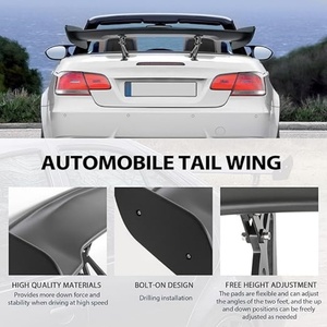 Aileron arrière GT 47 pouces noir mat universel, ailerons de course légers pour coffre, hauteur réglable, compatible <span class=keywords><strong>Camaro</strong></span> - Product Image 3