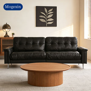 Sofá Seccional de Dos Plazas de Cuero PU Negro, Moderno, Lujoso y Cómodo, Estilo Italiano, Ideal para Sala de Estar, Hoteles y Apartamentos - Product Image 3