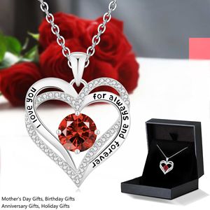 Collar con Corazón Grabado con Piedra de Nacimiento SJ 12, Regalo Romántico para Mujer, Joyería de Amor Eterno, Collares con Corazón para Mujer, Colgante con Piedra de Nacimiento - Product Image 2