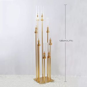 Candelabro de 10 Brazos, Alto, de Metal Dorado, Centro de Mesa para Bodas, Popular - Product Image 4