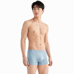 Calzoncillos bóxer sin costuras para hombre, de seda helada, atléticos, con entrepierna antibacteriana 10A, transpirables, de tiro medio, de punto. - Product Image 5