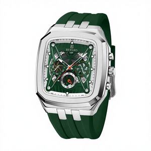 Montre à quartz pour homme REWARD RD832260M, design rectangulaire tendance, calendrier, étanche, bracelet en silicone décontracté, montres cool pour homme - Product Image 3