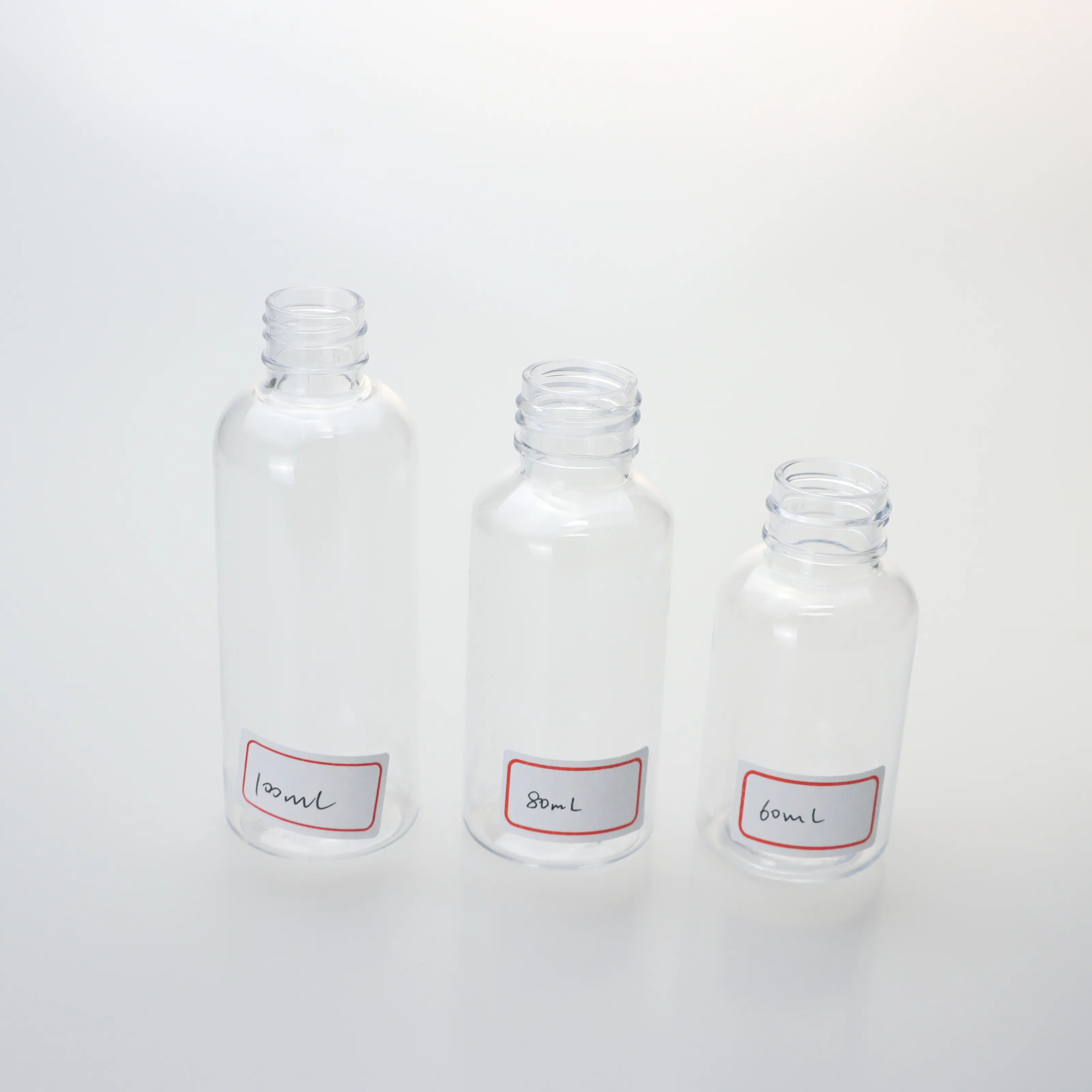Garrafa transparente de plástico 20ml 30ml 60ml, 80ml 100ml 120ml, garrafa cosmética para água transparente