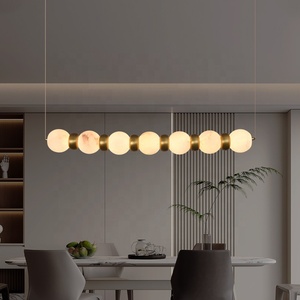 Stile nordico decorazioni per la casa di lusso <span class=keywords><strong>sospensione</strong></span> lineare <span class=keywords><strong>cucina</strong></span> isola soggiorno rotondo palla alabastro lampadario - Product Image 5
