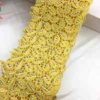 Frange en polyester à paillettes de strass thermocollants, à fibres laiteuses, à pompons, à franges en coton, à franges en polyester, garniture en dentelle, dentelle macramé