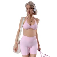 Ensemble de sport Dfy Yoga pour femme : Soutien-gorge respirant à dos élégant et short – Tenue de fitness extérieure