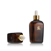 Vente en gros de flacons compte-gouttes carrés en verre couleur ambre 10/25/30/50/100 ml pour l'emballage des soins de la peau
