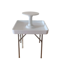 Table carrée en plastique pour remplir et refroidir la table pour les événements en plein air avec étagère ronde