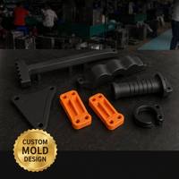 Kit de composants mécaniques ABS noir mat et orange, comprenant : Cache T-Bar, Plaque de poignée, Support en coin, Serre-câble C, pièces moulées par injection