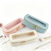 Trousse de Maquillage Portable en PU avec Fenêtre Transparente et Motif Bonbons, Pochette de Rangement pour Outils d'Esthétique et de Manucure, Kit d'Outils de Beauté