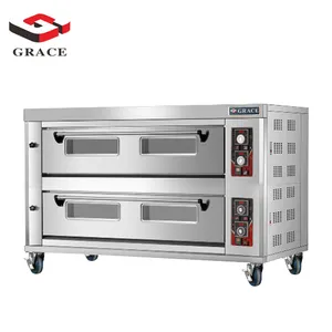 Commercial Bakery Equipment Bread Baking Machine 2 Deck 4 Trays Gas Oven