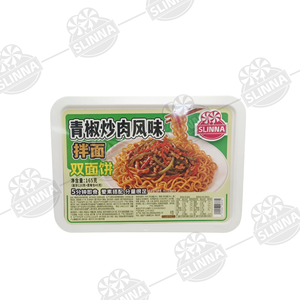Nouilles instantanées en gros en boîte, saveur viande fritée au poivron vert, repas rapide prêt en 5 minutes, bloc <span class=keywords><strong>de</strong></span> nouilles double couche - Product Image 1