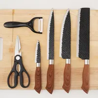Wholesales 6 pcs जाली रसोई के चाकू सेट के साथ लकड़ी संभाल चाकू सेट उपहार बॉक्स