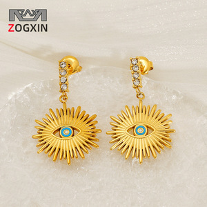 ZOGXIN Gold Devil Eye Drop Earrings With Diamonds For Women Party Jewelry - Product Image 1