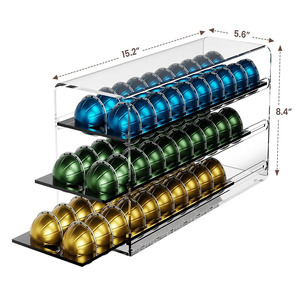 Tiroir de rangement pour capsules de café en acrylique à 3 niveaux, capacité de 60 capsules, porte-capsules de café pour <span class=keywords><strong>Nespresso</strong></span> <span class=keywords><strong>Vertuo</strong></span> - Product Image 1