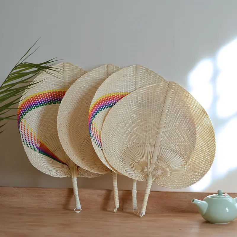 Tre Tự Nhiên Raffia Tay Người Quạt Cho Mùa Hè Handmade Lá Cọ Dệt Cầm Tay Tre Người Quạt Tay Dệt Trang Trại Tường Trang Trí Nội Thất