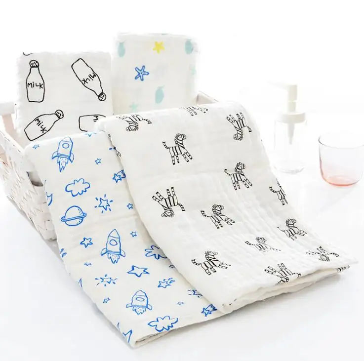 Classic stampa, 3 strati Musulmano garza coperta, 100% del bambino del cotone swaddle wrap, telo da bagno per bambini