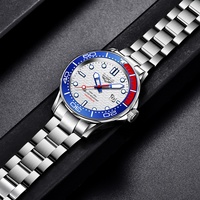Montre-bracelet à quartz sport étanche pour homme LG8936 avec logo personnalisé OEM, lunette rotative, bracelet en acier inoxydable et silicone, simple + boîte