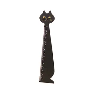 Commercio all'ingrosso del fumetto sveglio del gatto tipo di regola 20 centimetri nero tavolo da disegno in legno righello per gli studenti