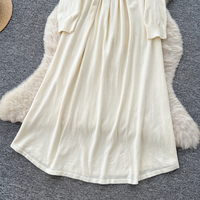 Robe midi décontractée pour femme, en maille à manches longues, coupe trapèze, avec cordon de serrage à la taille, col montant, ample et élégante, pour le quotidien