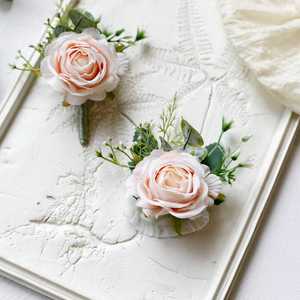 Boutonnière di Rose Artificiali in Stile Coreano Bianco per Sposa, Damigella, Sposo, Affari, San Valentino, Origine Henan, Cina - Product Image 2