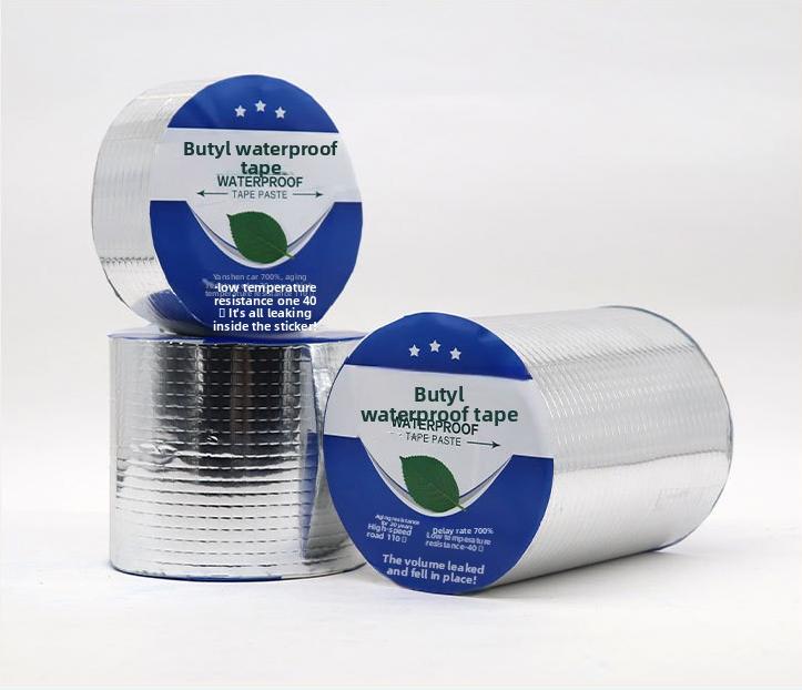 Butyl Rubber Aluminum Foil Self-Adhesive Waterproof Tape for Steel Tile Flat Roof Repair Single-Sided Adhesive Customizable