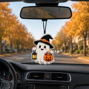 Cartoon Halloween <b>Acrylic</b> Car Hanging Decor Ghost Witch Pumpkin Moon Star Pattern Holiday Automobile Rearview <b>Mirror</b> Accessory - Product Image 5