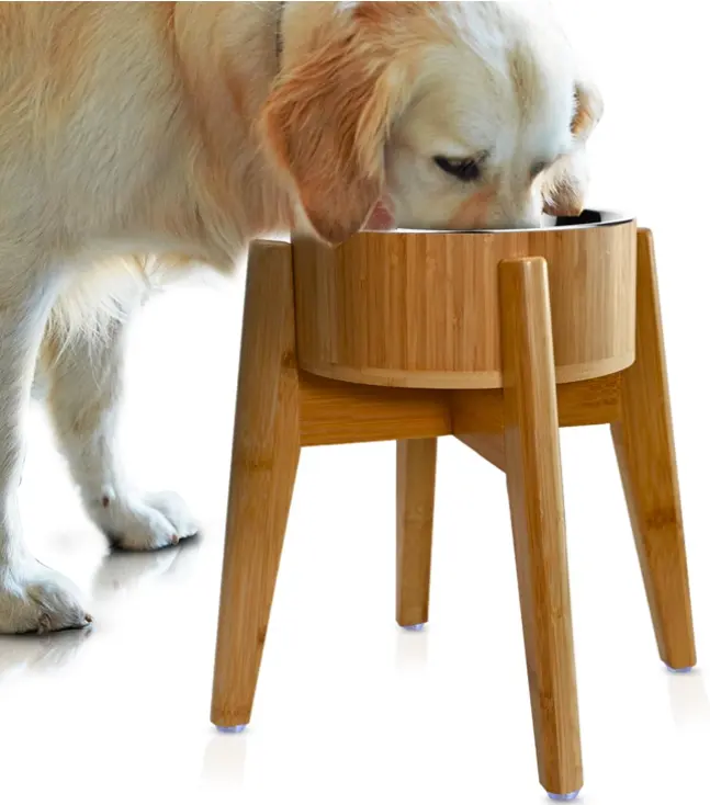 개 그릇 대나무 대형 개 접시 단일 스탠드 음식의 큰 품종 나무 용기 애완 동물 그릇