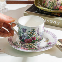 Ensemble de tasses à thé en céramique rétro de luxe violettes en gros, cadeau moderne et exquis, souvenir, tasse à thé de l'après-midi
