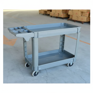 Carro de servicio de utilidad de precio barato 3 niveles 500LBS Carro de utilidad rodante de plástico resistente con ruedas giratorias 360 - Product Image 1