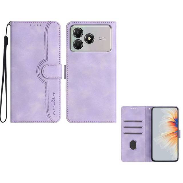 Texture Smile Embossing PU Leather Flip Phone Case with Stand & Lanyard for ZTE Blade A36/A56/A36E/A35E/A56 Pro/A76 5G