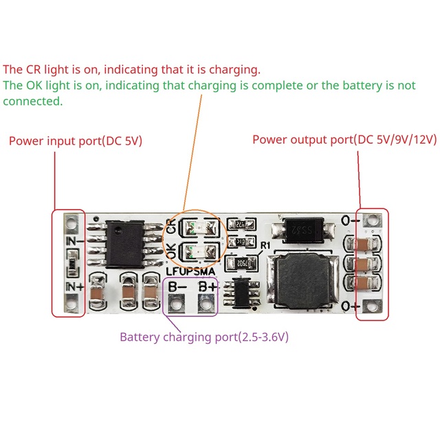 LiFePO4 3.6V Charger & Booster DC 3.2V to 5V 9V 12V Step-up DC-DC Converter UPS Diy Board for Arduiuo ESP32 ESP8266 Wifi IOT