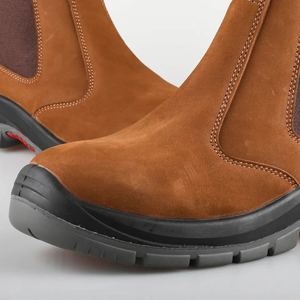 Nubuck Leather PU &amp; Rubber Outsole No <strong>Lace</strong> Work Boots Waterproof slip Resistant Men Steel Toe Safety <strong>Shoes</strong> Worker - Product Image 5