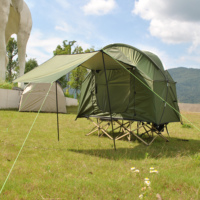 Lit de camp combiné 2-en-1 pour 1 personne - Tente de couchage légère pour le backpacking avec auvent et moustiquaire, lit non inclus