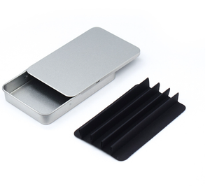 Scatola in Latta Nera Opaca Personalizzata a Prova di Bambino con Cassetto Scorrevole, Contenitore Anti-Odore per Alimenti con Logo Personalizzato per Erbe - Product Image 1