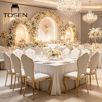 Venta Directa de Fábrica, Sillas de Comedor de Lujo de Acero Inoxidable y Cuero para Hoteles Comerciales, Bodas y Salones de Banquetes de Alta Gama