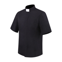 Chemise de prêtre à manches longues décontractée pour homme, noire, à col montant, pour prêtres, taille XL, pour les prédicateurs, l'église catholique
