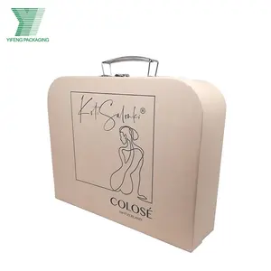 Luxury fancy paperboard home storage suitcase wedding gift packing suitcase child toy cardboard paper suitcase