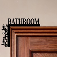 Plaque décorative murale pour salle de bain - Design floral noir enroulé, plaque décorative pour porte de salle de bain